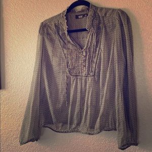 Sheer Velvet Trimmed Blouse